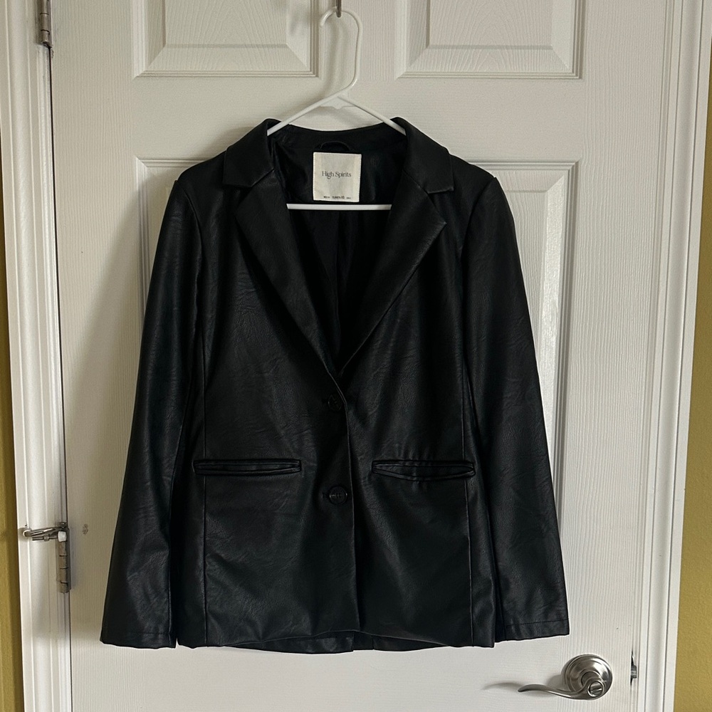Vegan Leather Jacket Women Blazer